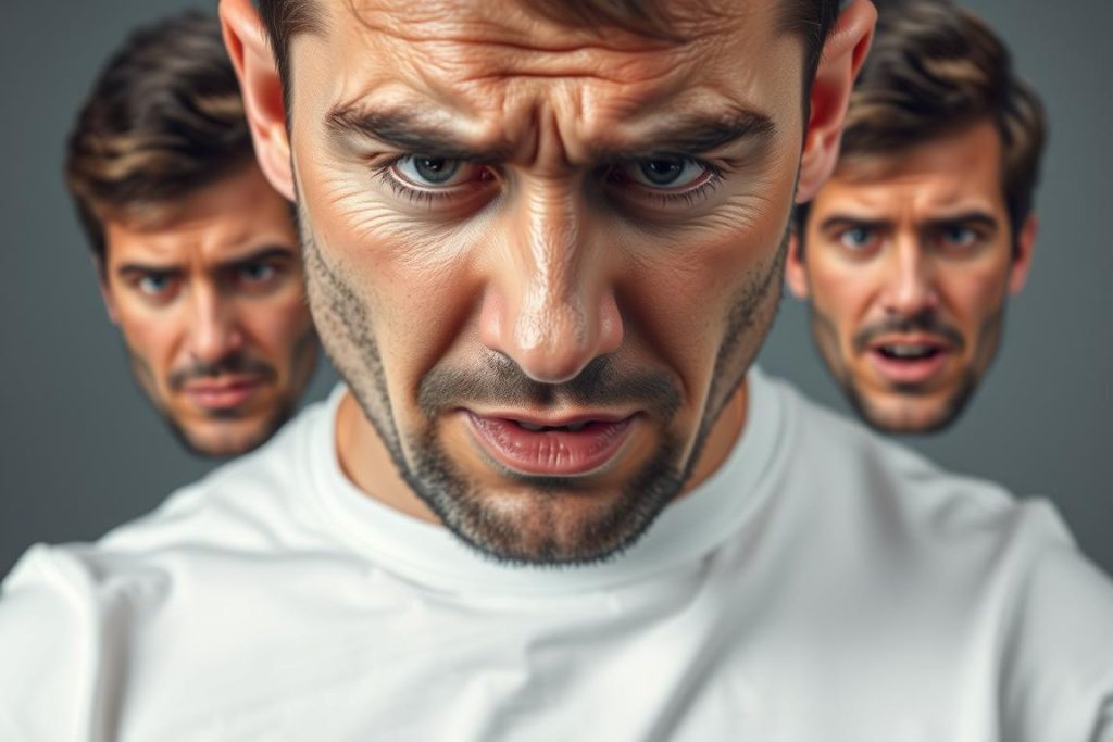 Person experiencing mood changes and psychological effects from steroid use